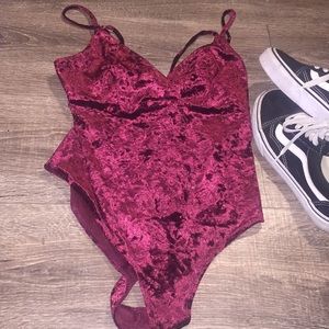 Burgundy Velour bodysuit